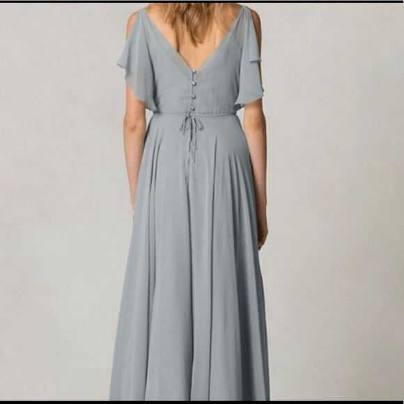 Jenny Yoo Collection Cassie Mineral Green Gray Dress Sz 8 - Picture 2 of 10